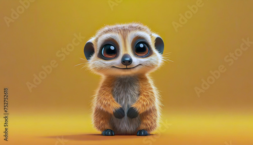 A cute 3D Meerkat isolated on a dark background © LynnC