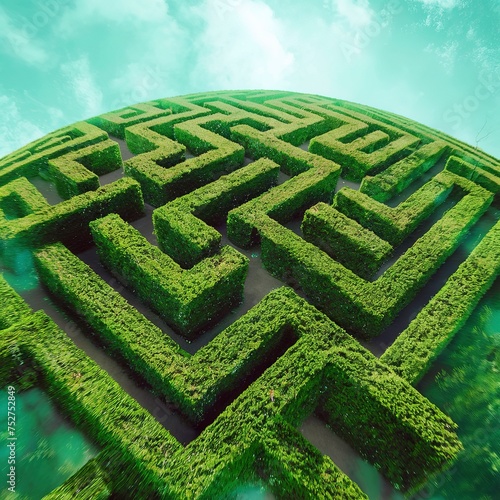 Green maze field drone shot