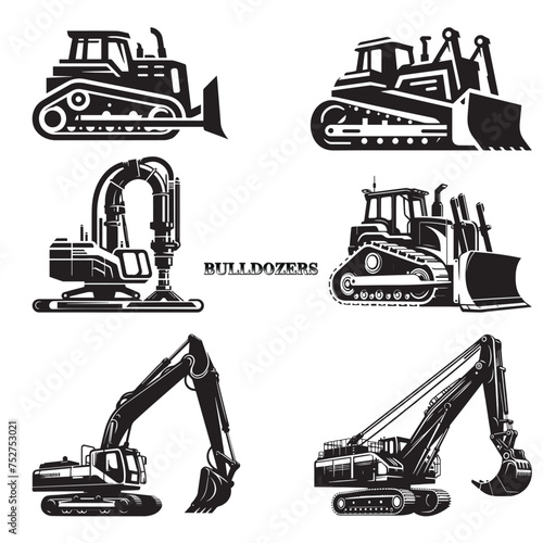 Wallpaper Mural Bulldozer silhouette vector illustrations set
 Torontodigital.ca