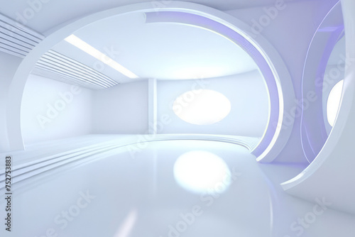 room with a round window in the middle Generative AI.interior and minimalism concept