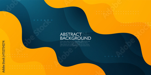 Dark blue background with orange geometric wave business banner design. Creative banner design with wave shapes and lines for template. Simple horizontal banner. Eps10 vector