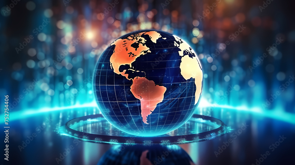 Glowing digital earth on futuristic interface Glowing digital earth on futuristic interface