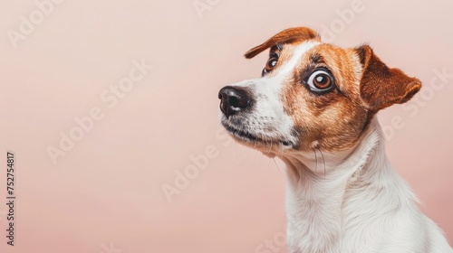 cute jack russel terrier dog with a funny shocked expression isolated on studio background © Salander Studio