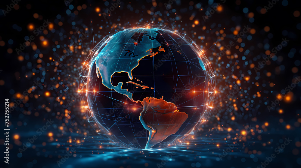 Obraz premium Glowing digital earth on futuristic interface