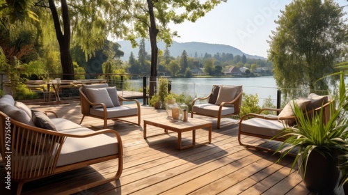 Relaxing area on wooden deck and terrace © Media Srock