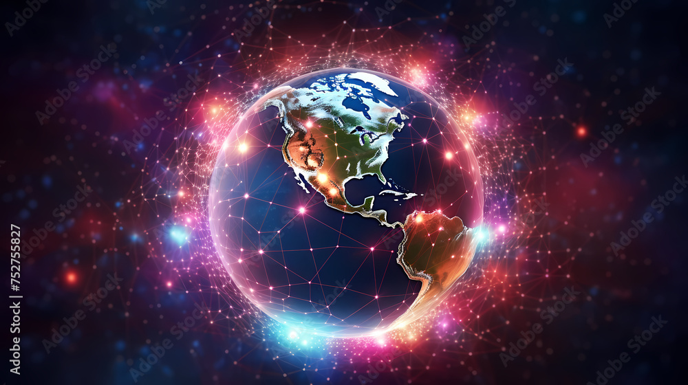 Obraz premium Glowing digital earth on futuristic interface