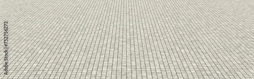 Perspective block pavement or herringbone brick tile floor walkway. Perspective concrete block pavement. City sidewalk block or the pattern of stone block paving.  photo