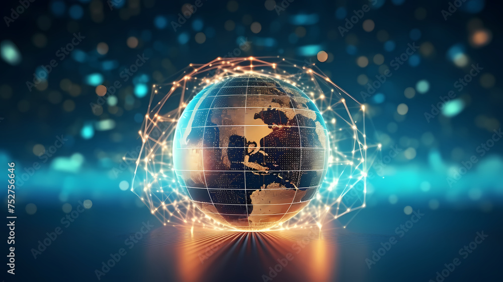Glowing digital earth on futuristic interface Glowing digital earth on futuristic interface