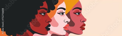 Empowering Feminist Clipart: Women in Saturated Colorism, Light Pink and Dark Crimson Palette, Minimal Retouching, Shaped Canvas, Emotionally Complex, Dark Amber Accents