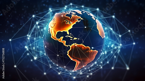 Glowing digital earth on futuristic interface