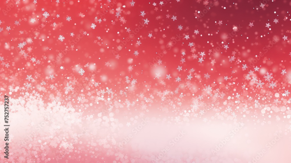 White snowflakes gently falling against a vibrant red background. White snowflakes gently falling against a vibrant red background.