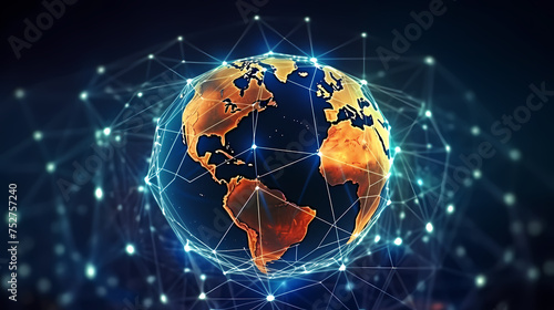 Glowing digital earth on futuristic interface