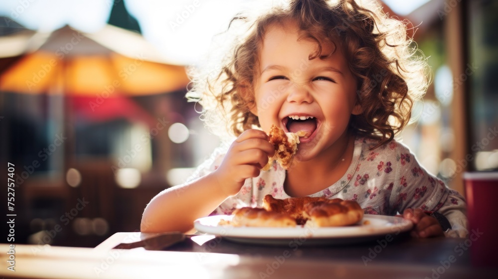 Cute girl eating dessert in a cafe. Cute girl eating dessert in a cafe.