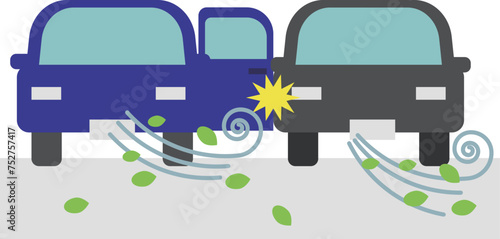 強風で車のドアが隣の車にぶつかってしまったイメージ素材