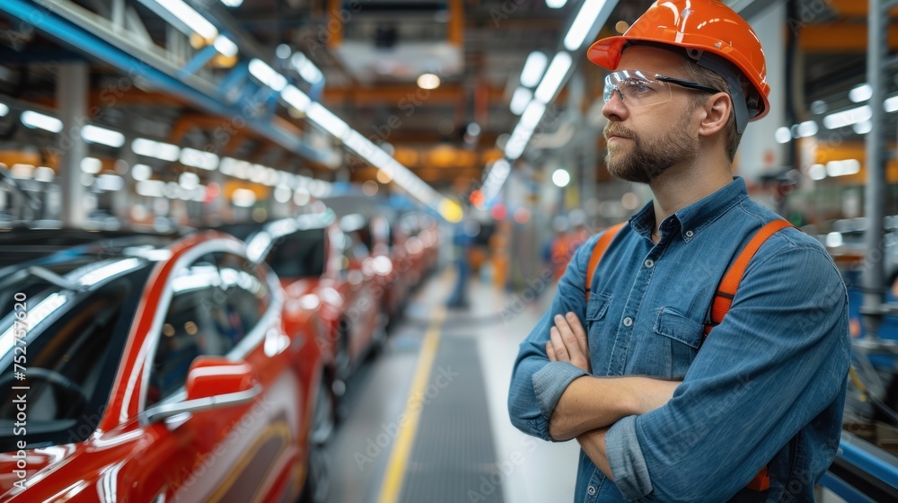 An engineer conducts a safety audit of EV maintenance facilities. An engineer conducts a safety audit of EV maintenance facilities.