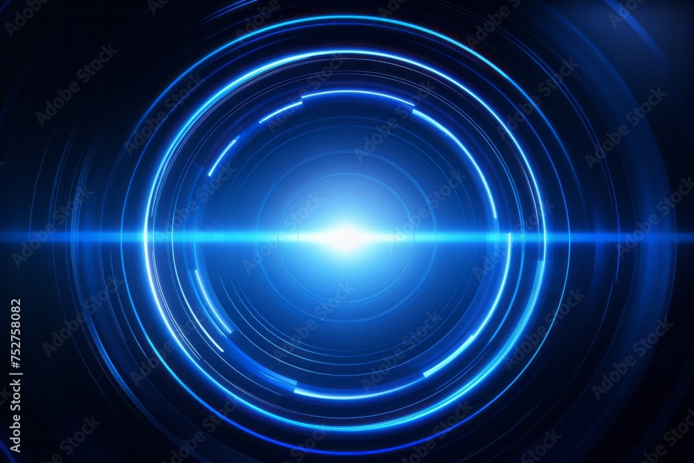 Dive into the future with a mesmerizing blue circular lines abstract futuristic technology background, evoking, Generative AI