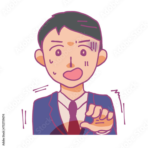 ショックを受けて固まる男性のイラスト