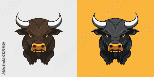 Little Bull with Big head, cartoon style Angry Funny baby animal
