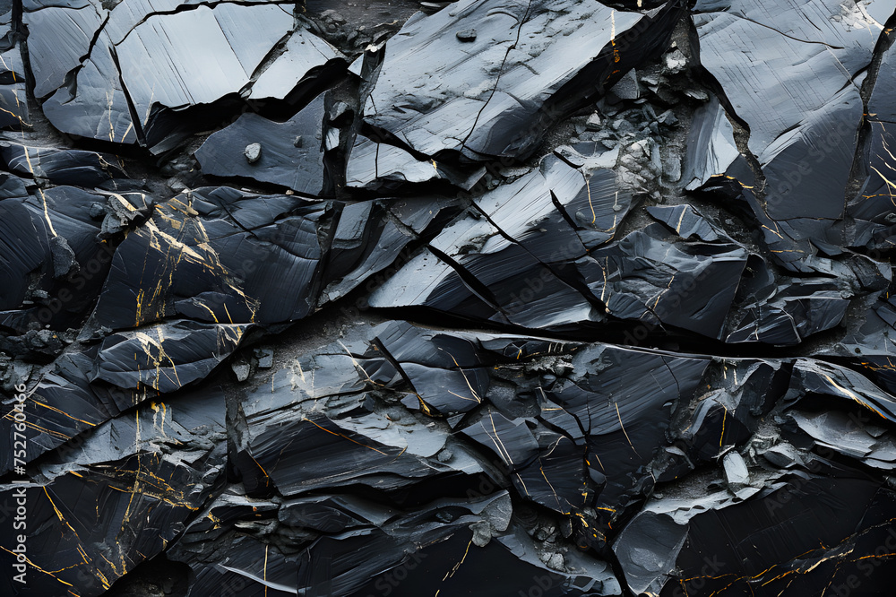 Background Abstract Texture. Dark black rough stone background. Rock suitable for wallpapering walls of houses and various buildings. Realistic clipart template pattern.