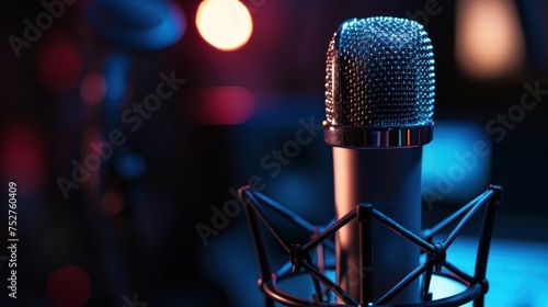 Studio microphone capture clarity sound at studio music background