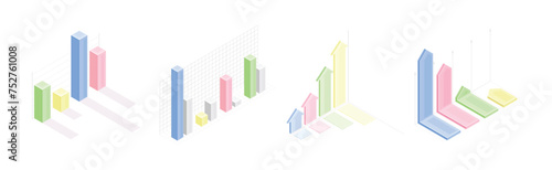 Chart and Graph with Business and Finance Data Analysis Isometric Vector Set