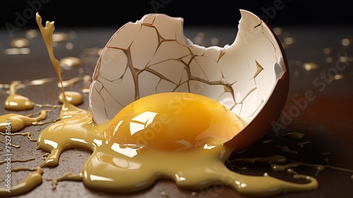 Egg-cellent Surprise: Cracked Eggshell Revealing Yolk and White photo