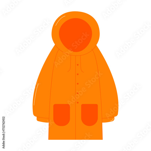 Raincoat clothing for rainy weather. Vector illustration