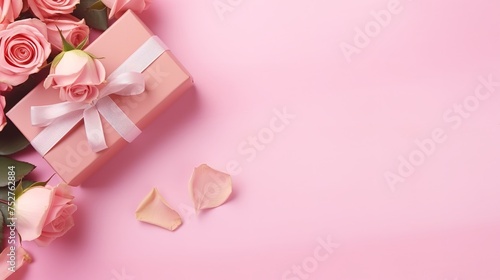 Elegance in Bloom: Pink Rose Flower and Gift Design Concept photo