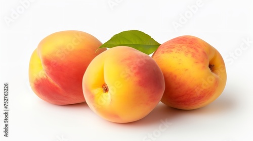 Harvest of Sweetness: Fresh Organic Peaches Isolated on White