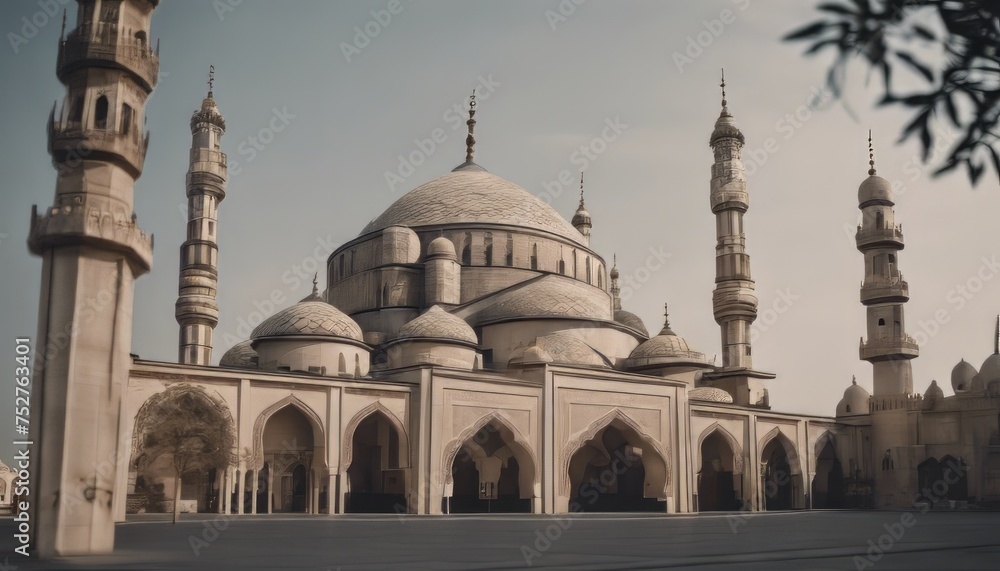 Fototapeta premium View of Mosque building with intricate architecture image background