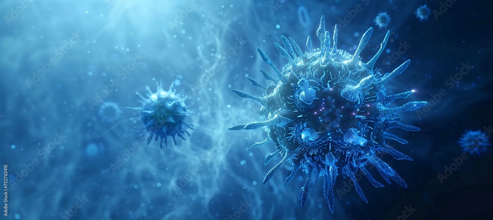 Alien-like Creature in a Blue Nebula Generative AI Alien-like Creature in a Blue Nebula Generative AI