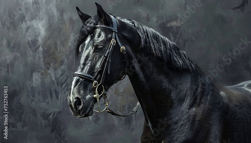 Black Beauty A Stunning Horse in Black and White Generative AI © Bipul Kumar