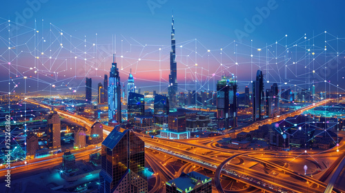 Digital map of  Middle East, Highlighting the tech startup scene and digital innovations, Created using generative AI