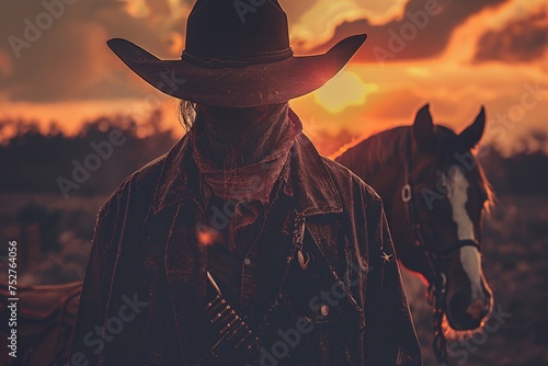 Wanted A Cowboy's Ride in the Sunset Generative AI