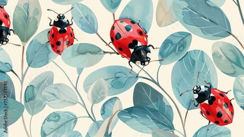 Ladybugs on a Branch A Colorful and Vibrant Image for Your Monthly Calendar Generative AI © Bipul Kumar