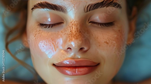 Beautiful woman getting a face massage at the spa