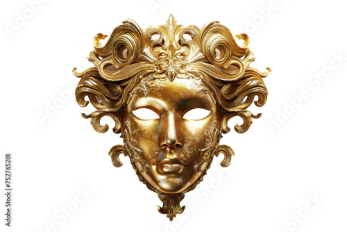 Gold Venetian Mask on transparent background,