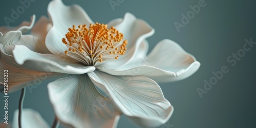 Close-up flor blanca con grandes pistilos  photo