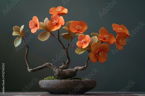 ikebana de flores de loto naranja  photo
