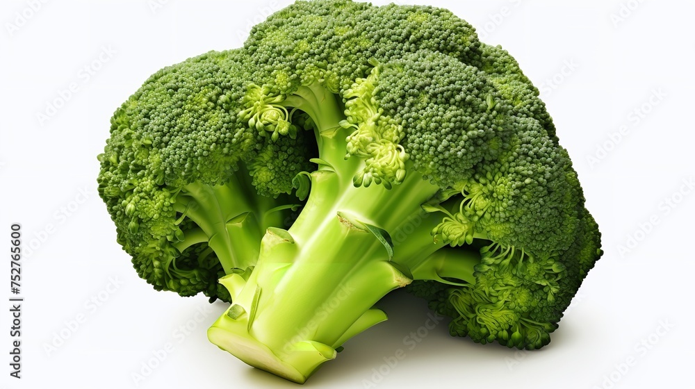 Nutrient-Rich Greenery: Fresh Broccoli Isolated on White Without Shadows Nutrient-Rich Greenery: Fresh Broccoli Isolated on White Without Shadows