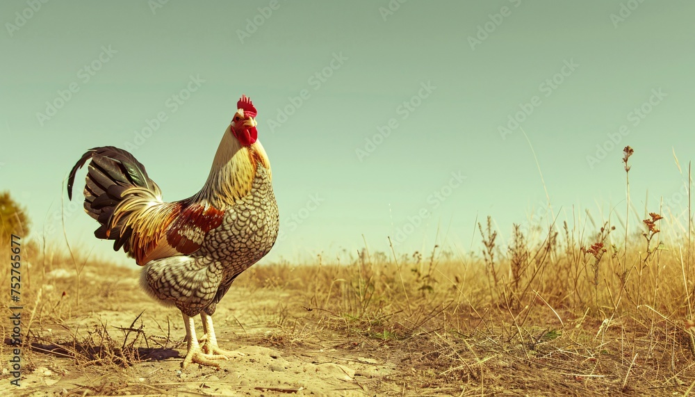 Fototapeta premium Chicken with a Flower Crown A Celebration of Spring's Beauty Generative AI
