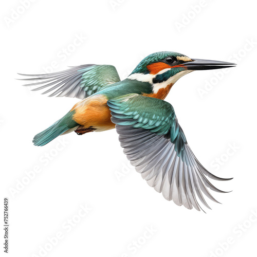 kingfisher flying isolated on white © Tidarat