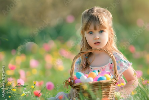 Easter Eggstravaganza A Little Girl's Easter Basket Adventure Generative AI