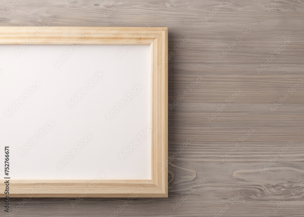 Fototapeta premium abstract empty wooden frame on natural wooden background created with generative ai technology. High quality illustration