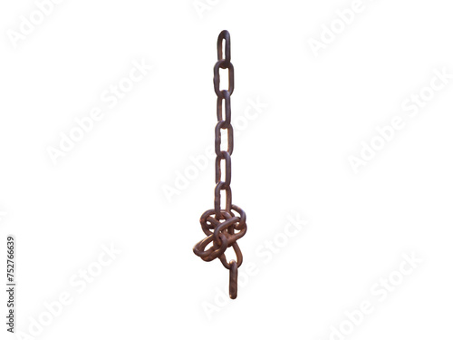 Rusty Chain on White Background