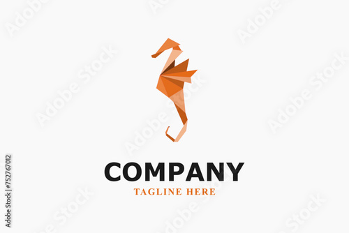 modern seahorse origami paper logo