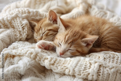 Cuddle Buddies Kittens Snuggled in a Blanket Generative AI