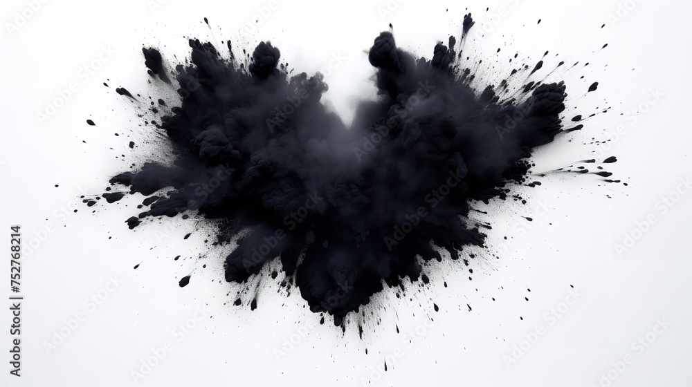Explosive Passion: Heart Made of Black Powder Explosion, Isolated