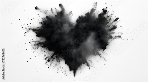 Explosive Passion: Heart Made of Black Powder Explosion, Isolated