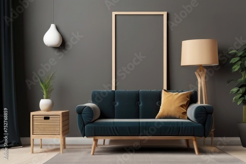  Modern living room furniture - armchair, table and lamp